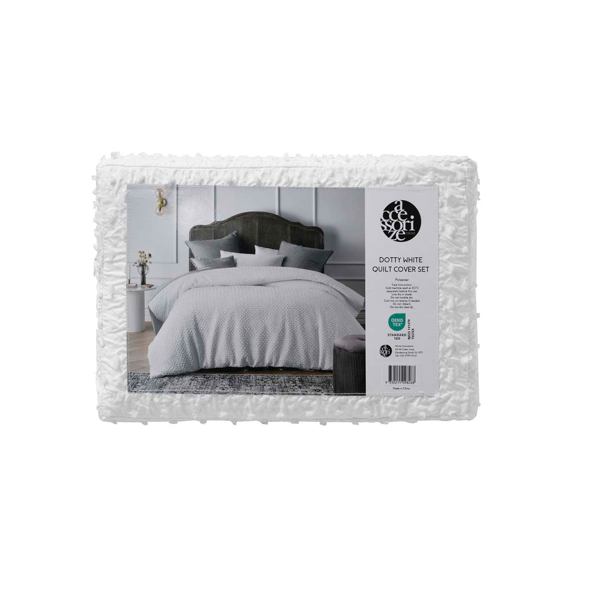 Accessorize Dotty Clip White Jacquard Quilt Cover Set Queen — image 4