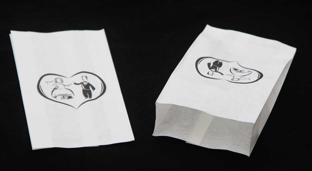 200 Pack Wedding Cake Bags Greaseproof Wax Paper Slice Take Home Favour Bride Groom in Heart — image 2
