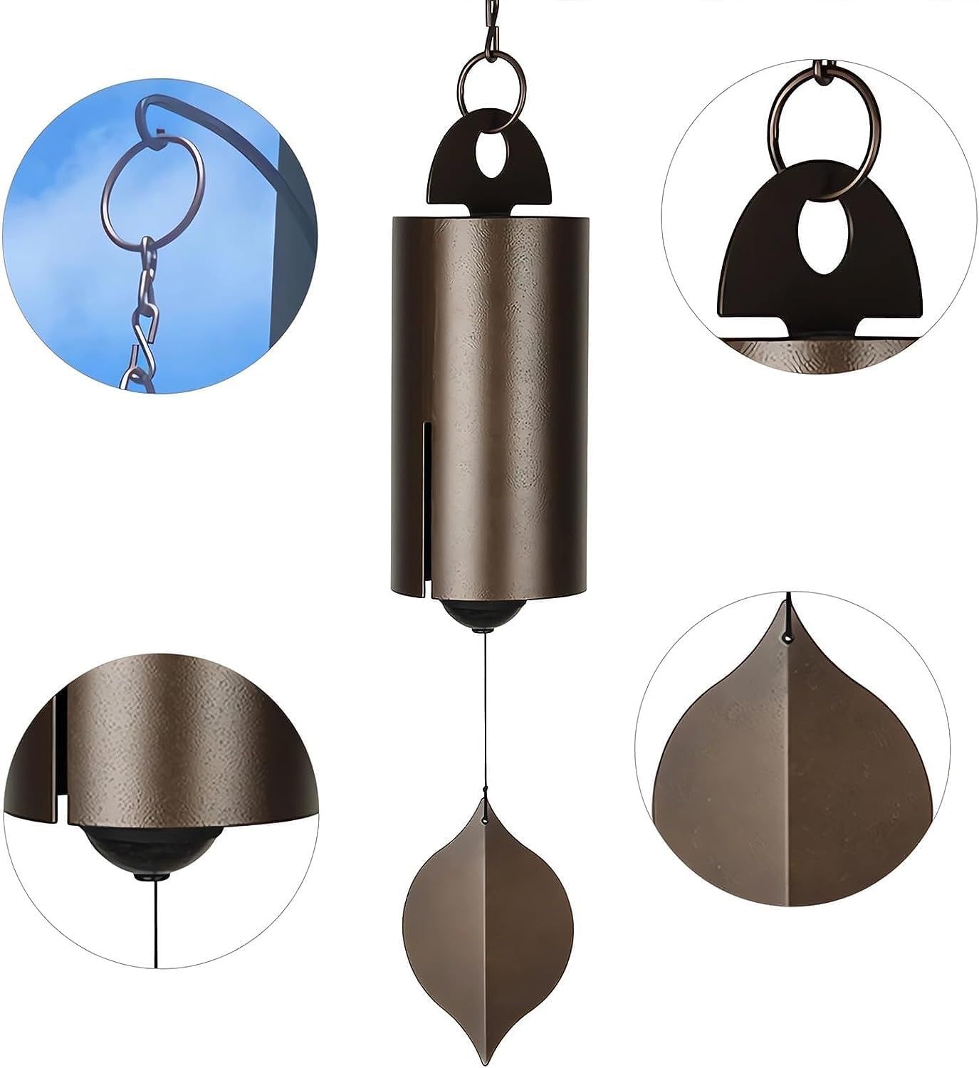 Wind Chimes Outside Deep Resonance Low Tone Serenity Bell Copper Garden Decor for Patio Porch Yard, for Garden Yard and Outdoor Use — image 5