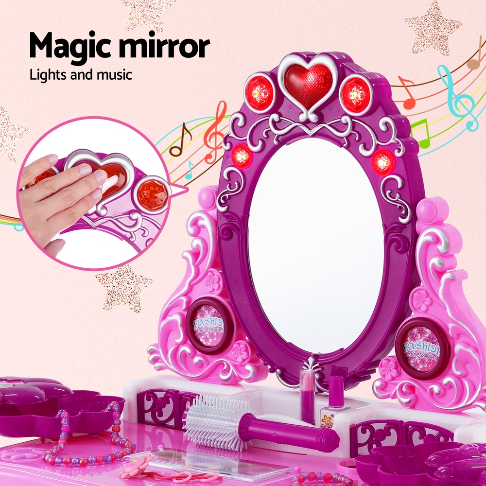 Keezi Kids Pretend Makeup Play Set Dressing Table Chair Girls Toys Children โ image 4
