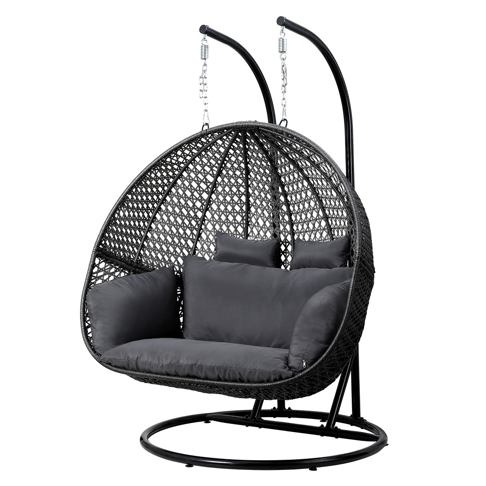 Gardeon Outdoor Swing Chair Hanging Rattan Patio Furniture Pod Stand Cushion 2 Seater โ image 2