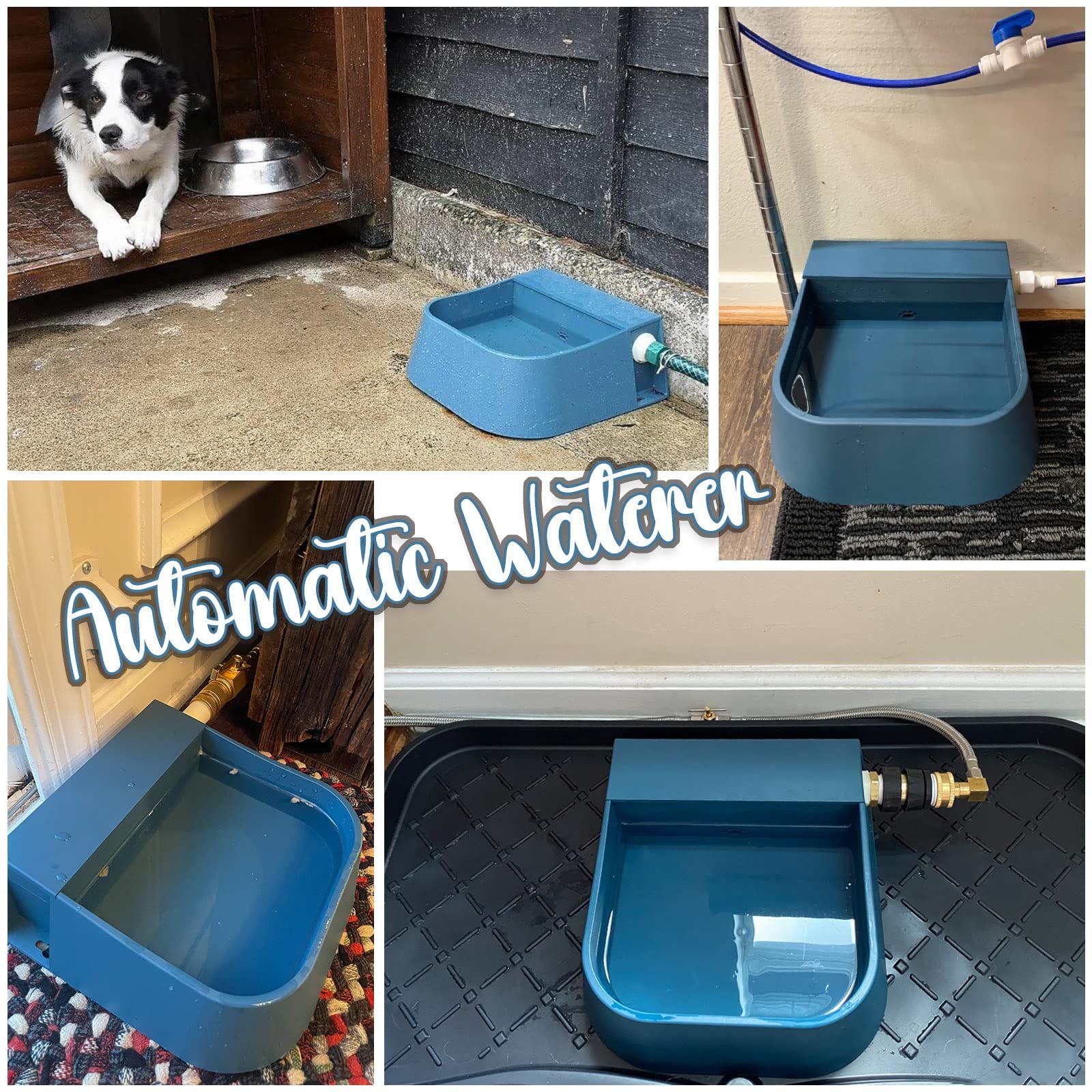 Dog Automatic Water Bowl, Outdoor Dog Water Bowl Auto-Fill Waterer Float Valve Bowl for Dog Goat Cat, Blue 2L — image 5