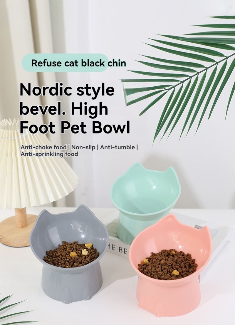 Raised Cat Bowl with Long Ears - Large Capacity Tilted Pet Food Bowl for Cats Dogs - Anti-Spill Elevated Feeding Dish - Pink โ image 3