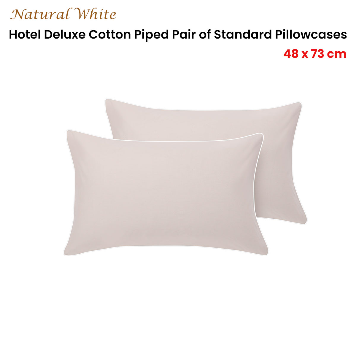 Accessorize Pair of White/Natural Piped Hotel Deluxe Cotton Standard Pillowcases — image 2