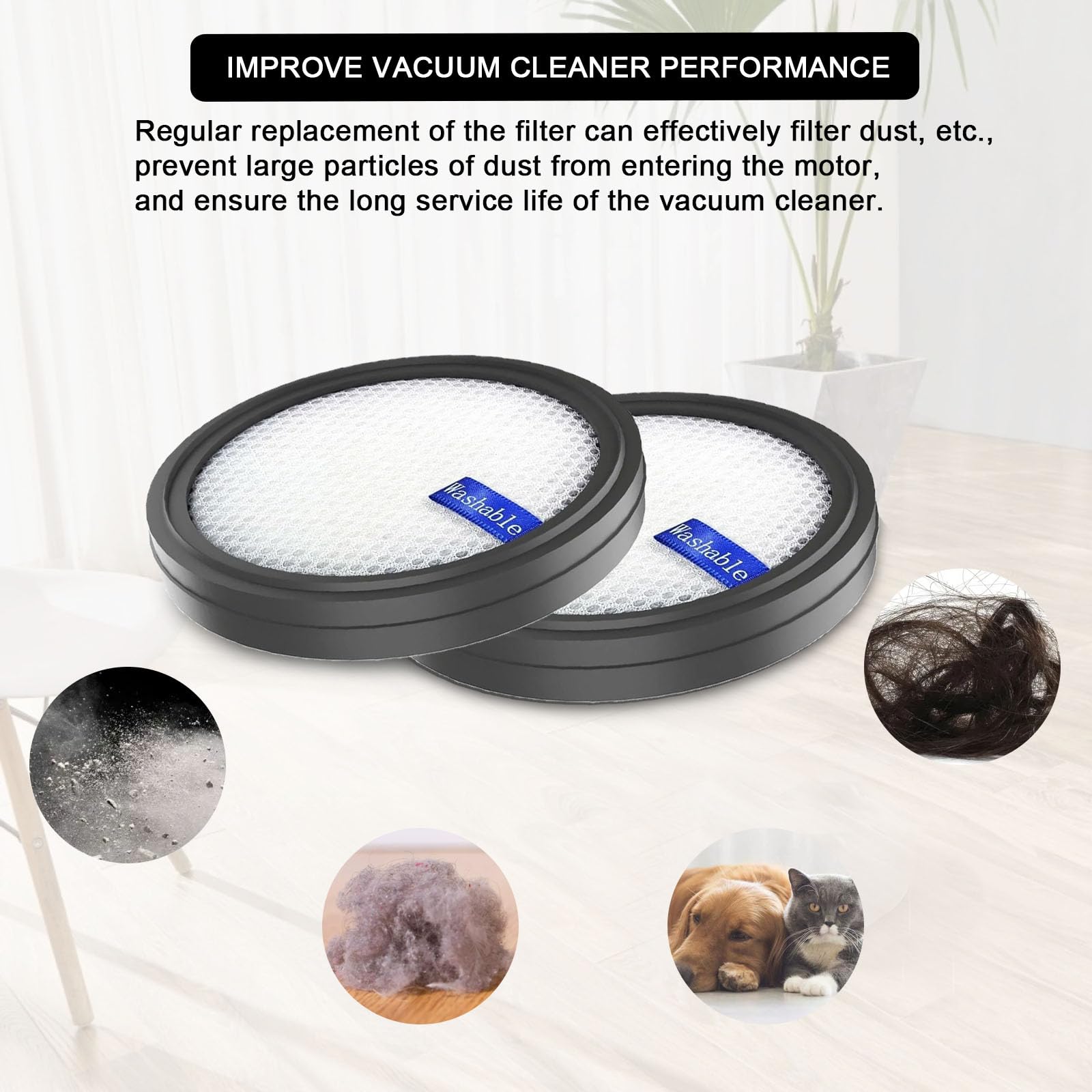 Replacement Filter for PrettyCare W200/W300/W400/P1/P2 Vacuum Cleaner, Washable — image 4