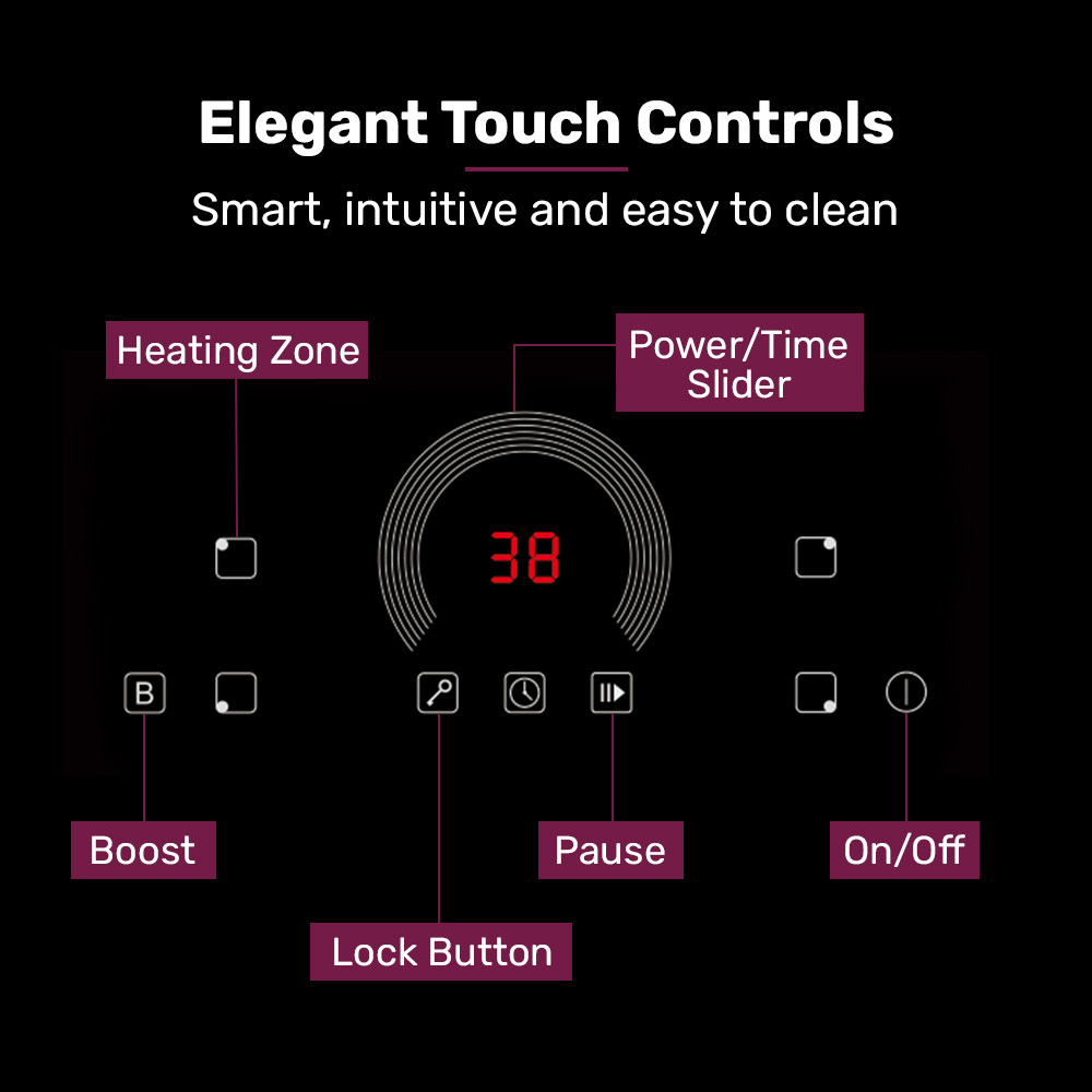 EUROCHEF 60cm 4 Zone Induction Cooktop, 7200W Electric, FlexZone Function, Touch Controls — image 5