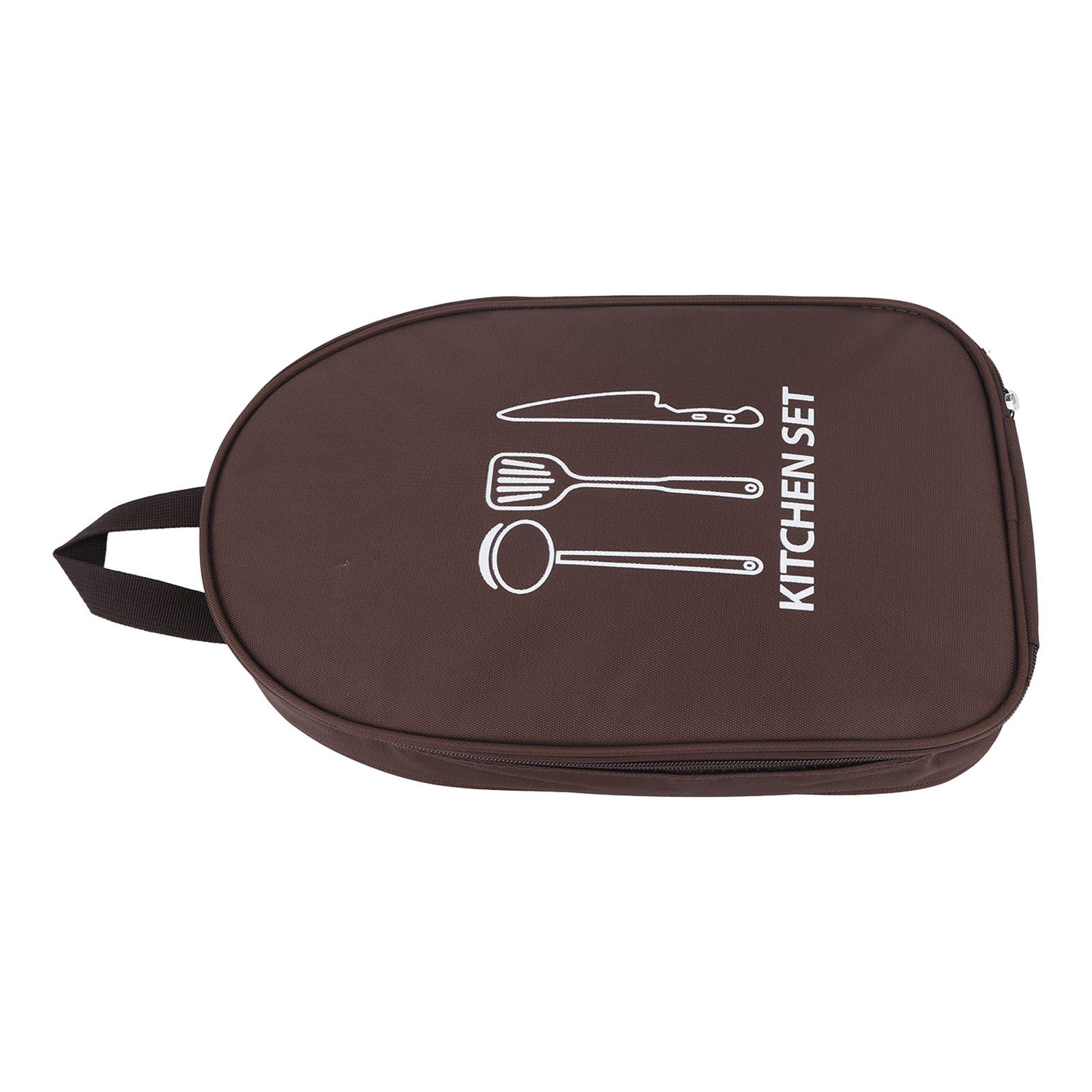 Camping Utensil Bag Canvas Cookware Knife Storage Bag Portable Tools Travel Bag for Outdoor BBQ Brown โ image 4