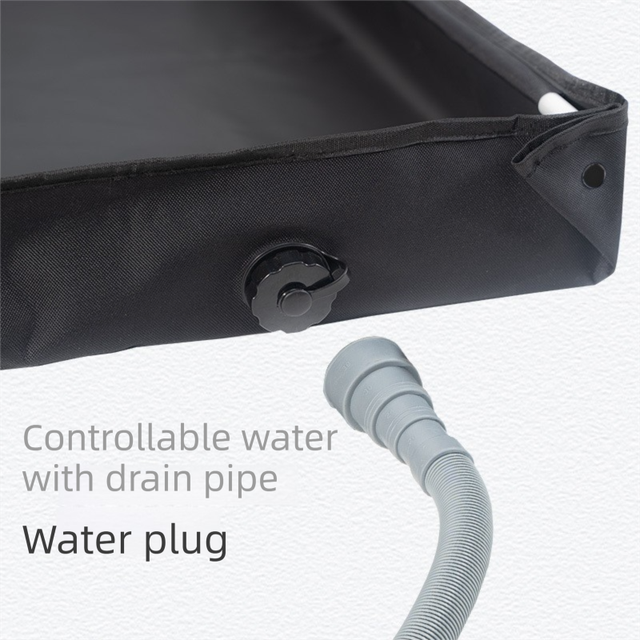 80x80x10CM Black Portable Outdoor Shower Tray & Versatile Collapsible Water Basin - Reinforced Support and Drainage System- Leak-proof Oxford Large Base for β image 4