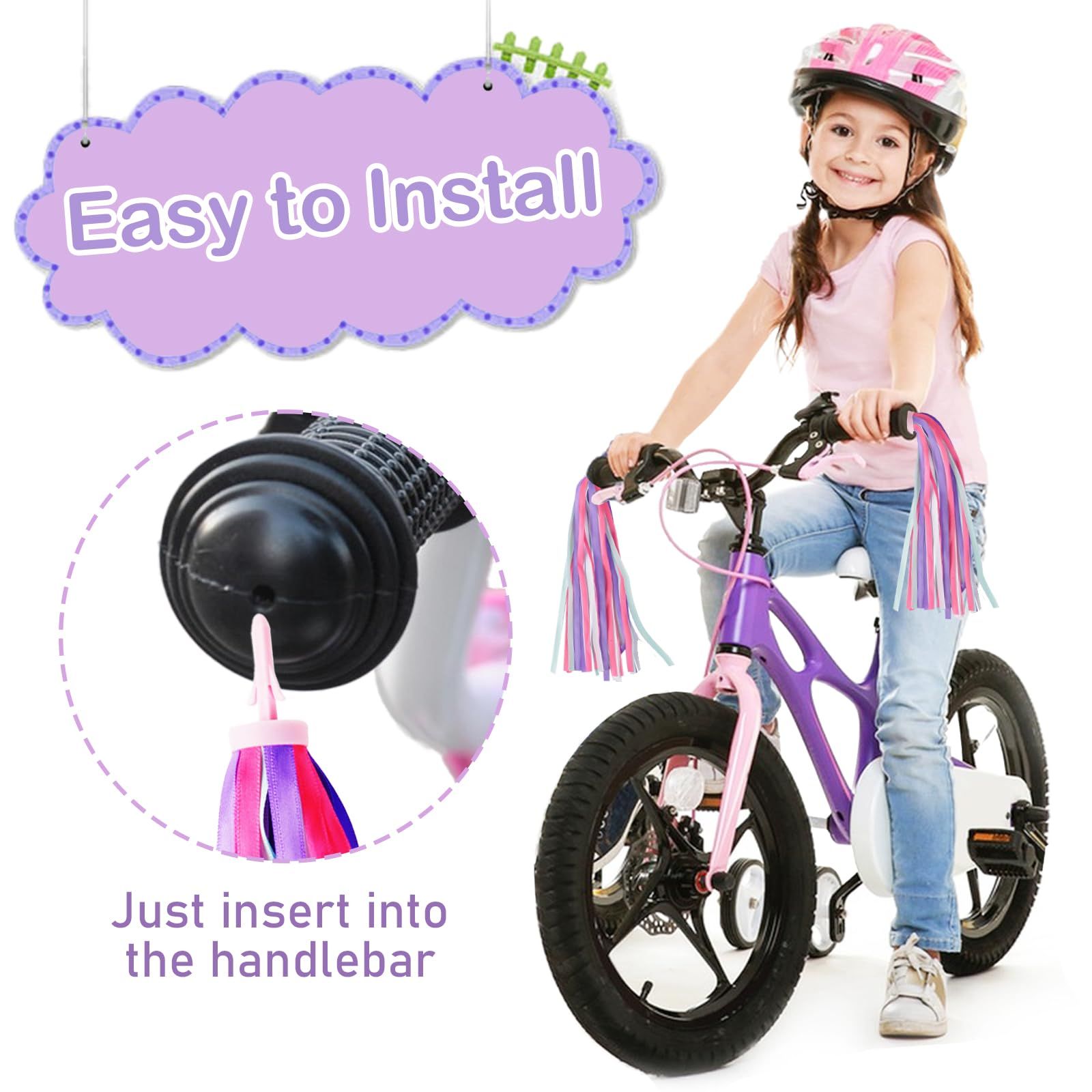 1 Pair (2pcs) Kid's Bike Streamers, Bicycle Tassel Ribbon Scooter Handlebar Decorations, Colorful Balance Bikes Accessories — image 3