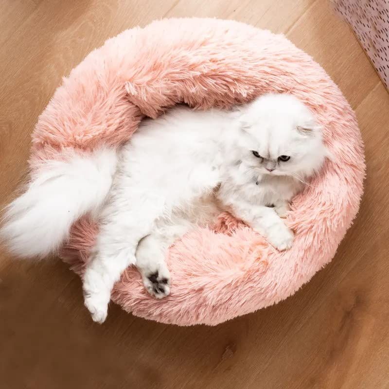 Cat Bed Fluffy Cat Bed Round Cat Bed Cat Furniture Cat Comfort Cat Sleeping Bed - Navy / 20in โ image 2