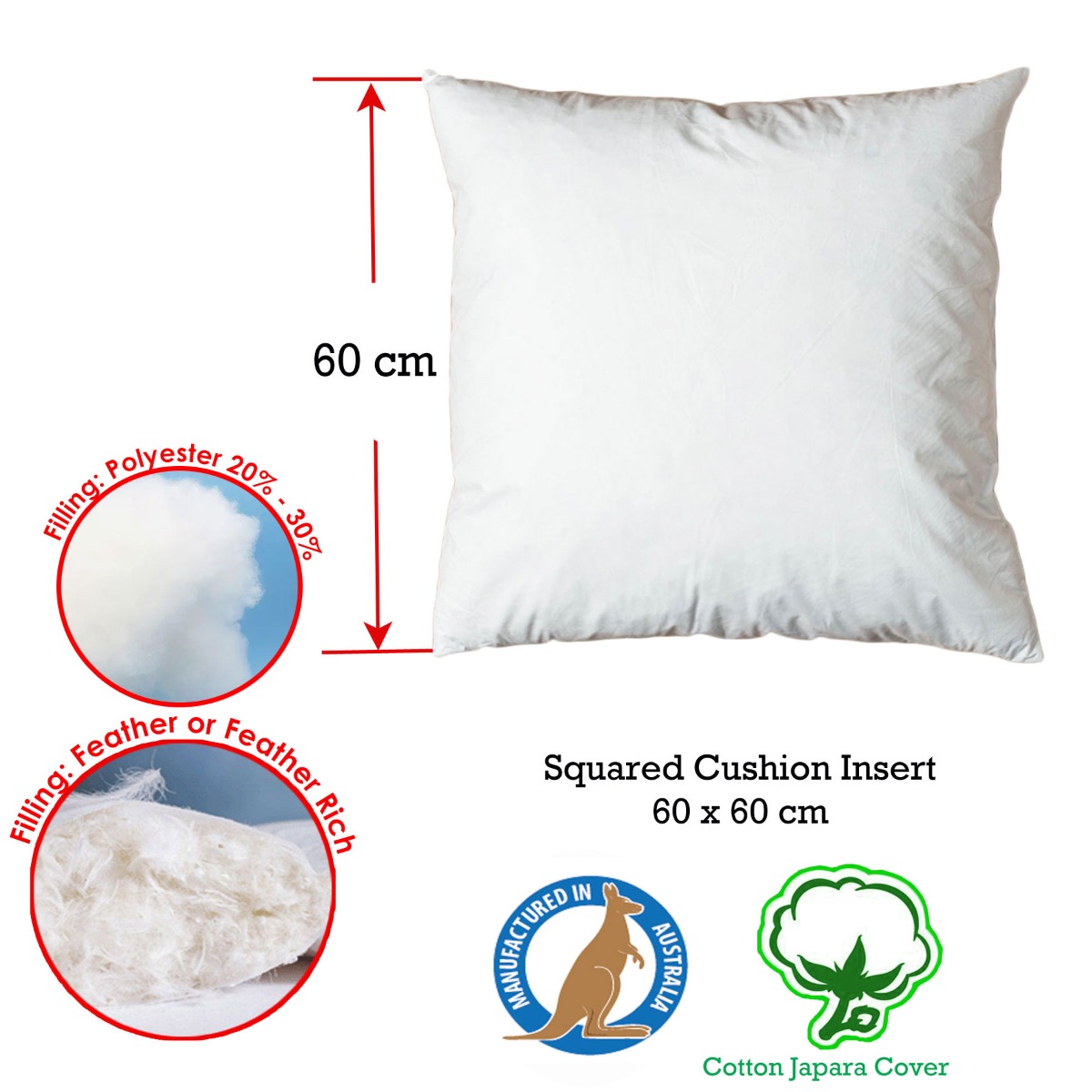 Duck Feather Rich Fill Cushion Inserter Square 60 × 60cm — image 2