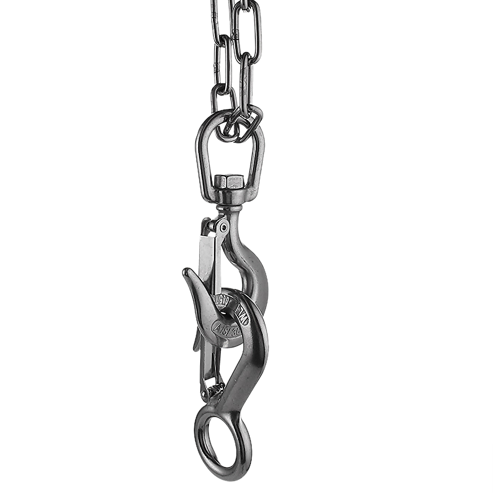 304 Stainless Steel Swivel Lift Clevis Chain Crane Hook with Safety Lock 650kg โ image 4
