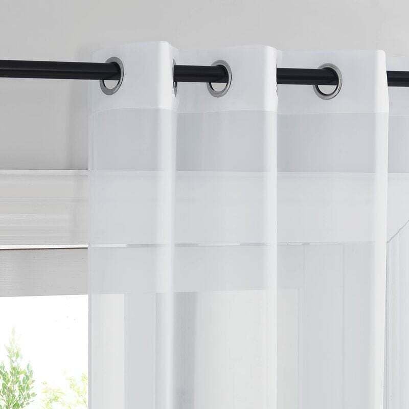 White Sheer Curtains, Set of 2 Short Curtains 132 x 160 cm Home Decor Bedroom Kitchen, Organza Tulle with Eyelets Transparent Light Filter, White โ image 2