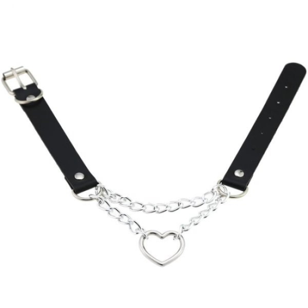 Black PU Leather Necklace with Heart โ image 3