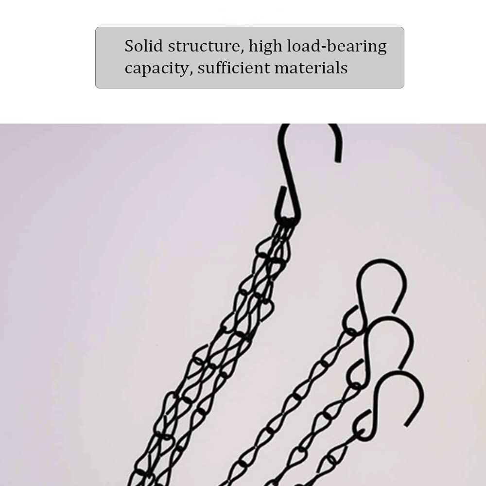5 Pcs Hanging Chain, Heavy Duty 15.7 Inch Hanging Flower Basket Galvanized Replacement Chain -3Point Garden Plant Hanger (Black) — image 4