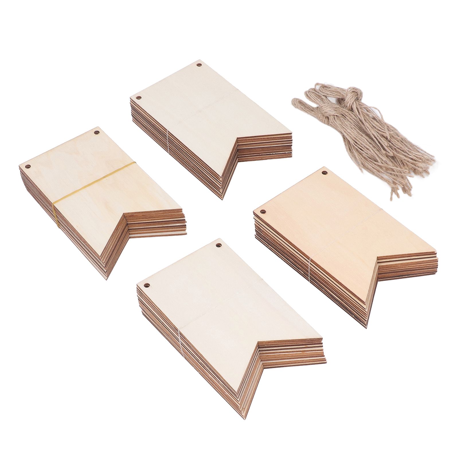 48Pcs Unfinished Hanging Wood Sign Poplar Plywood Blank Wooden Plaque with Ropes for Pyrography Painting Writing โ image 2