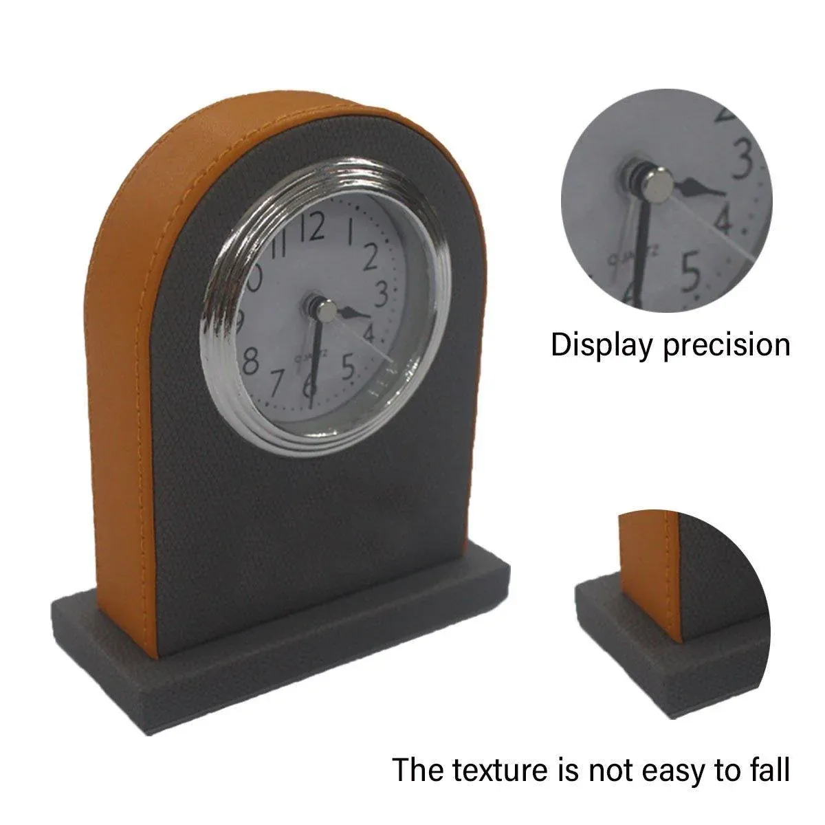 Classic Hotel Alarm Clock Quartz Movement Faux Leather Design with Clear Display - Brown โ image 6