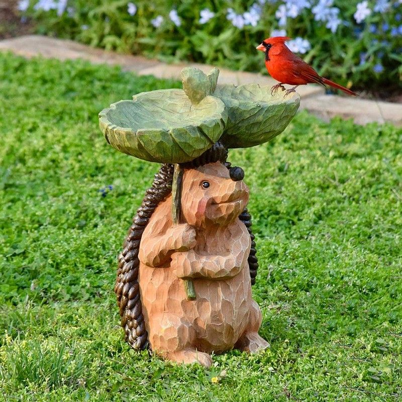 Resin Bird Bath Statue for Garden, Outdoor Decorative Bird Feeder & Water Fountain, Whimsical Yard Sculpture for Patio & Lawn(Fox) — image 6