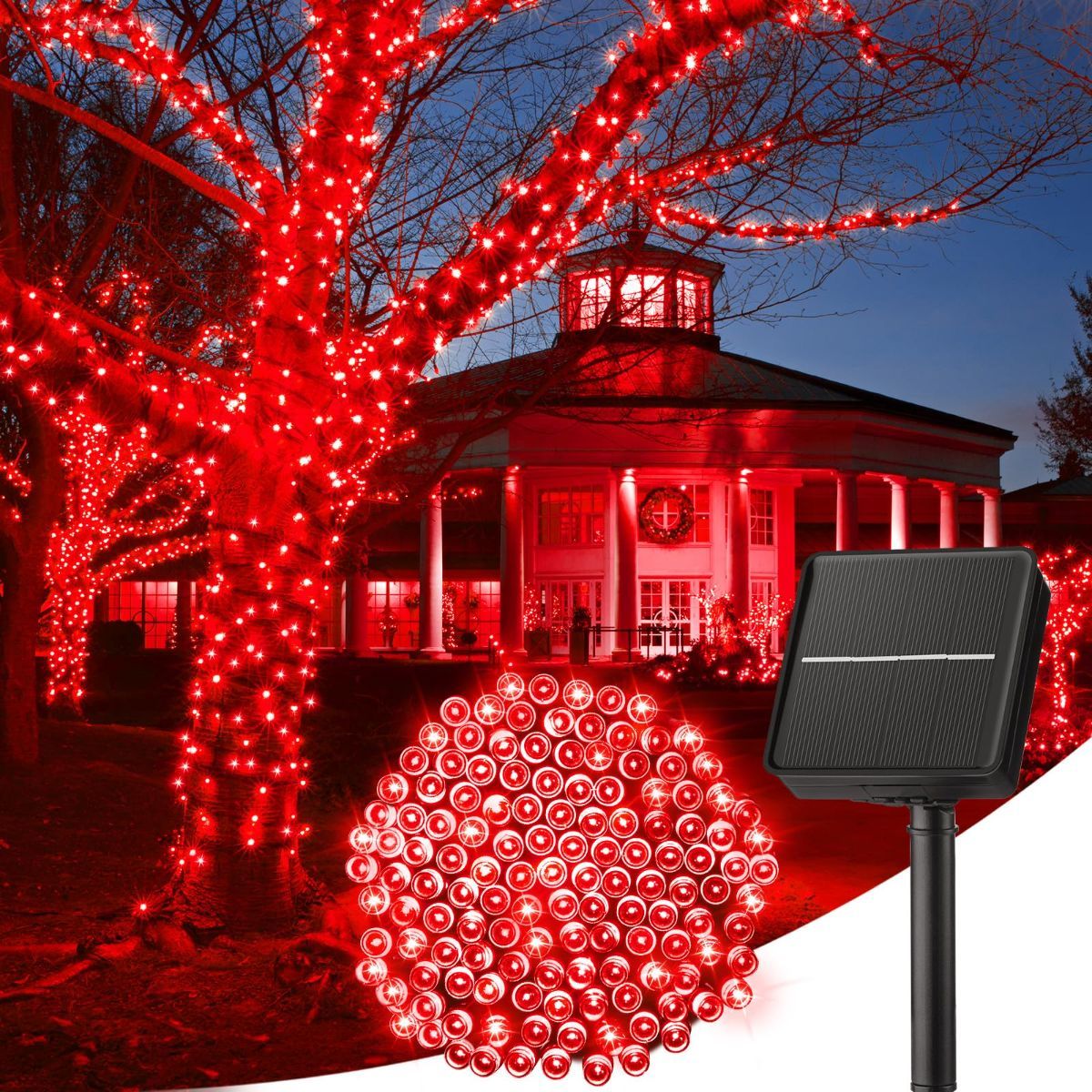 Solar String Lights Outdoor Waterproof, LED Outdoor Light | Solar Fairy Lights with 8 Lighting Modes, IP65 Waterproof Solar Christmas Halloween