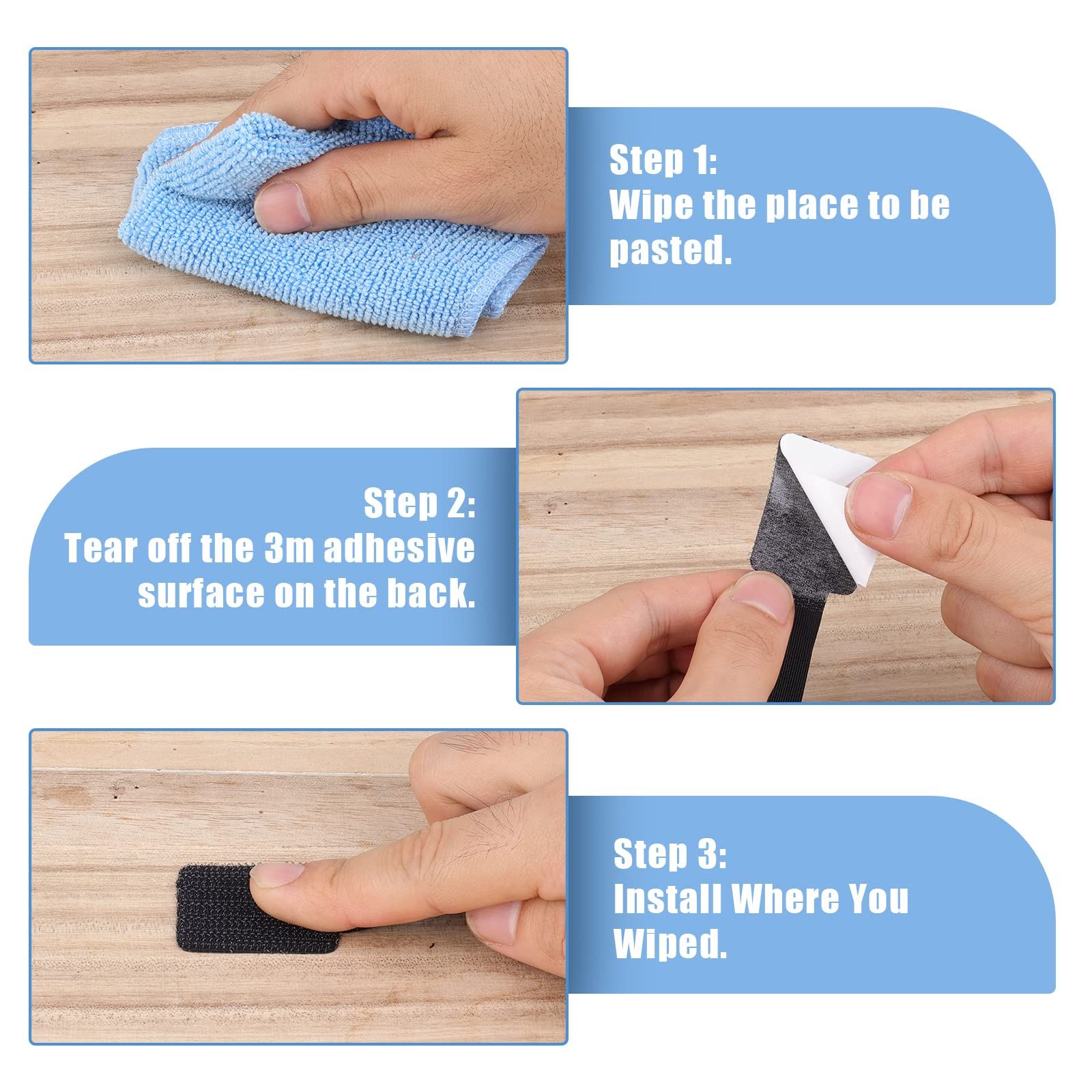 30pcs Adhesive Cable Ties, Black Double Coated Tissue Tape Tie Loop Wire Organizer Adhesive Mounts with Strong Fixation for Home โ image 5