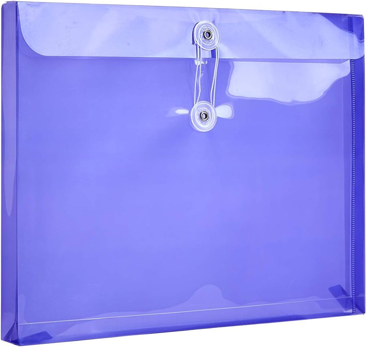 10 pieces plastic letter-sized envelopes with random color button and drawstring closure, 1-1/6" expansion, side loader, reusable transparent folder, project — image 3