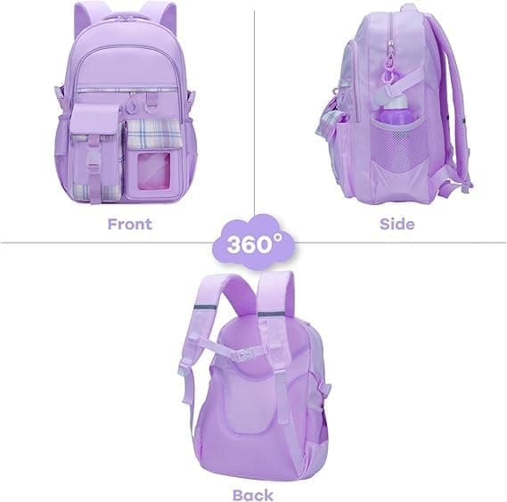 15.6 Inch Cute Kawaii Kids Backpack for Girls with Compartments, Elementary School & Teenage Girls School Bag, Purple โ image 2