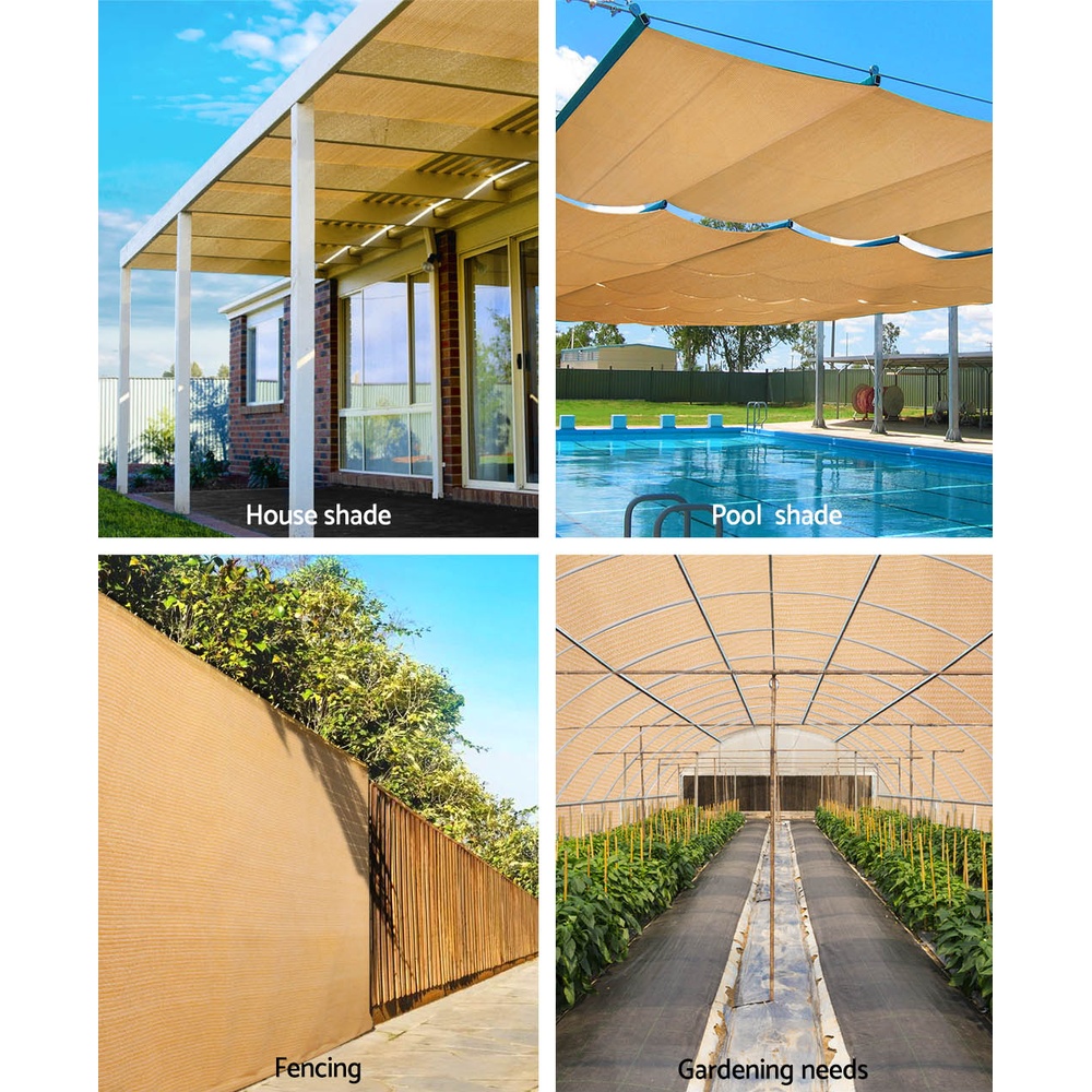 Instahut 70% Shade Cloth 3.66 × 30m Shadecloth Sail Heavy Duty Beige — image 5