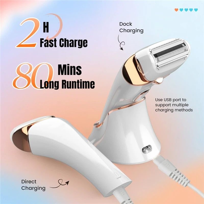 Electric Razor for Women Rechargeable Wet Dry Electric Shaver for Women, Waterproof Lady Shaver for Legs Arm Underarm Bikini Public Body Razor with One Extra — image 4