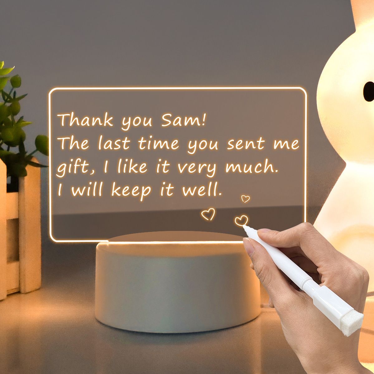 Dry Erase Board with Light Dry Erase Board with Stand as a Glow Memo LED Letter Message Board Note Glass Led Board White โ image 2