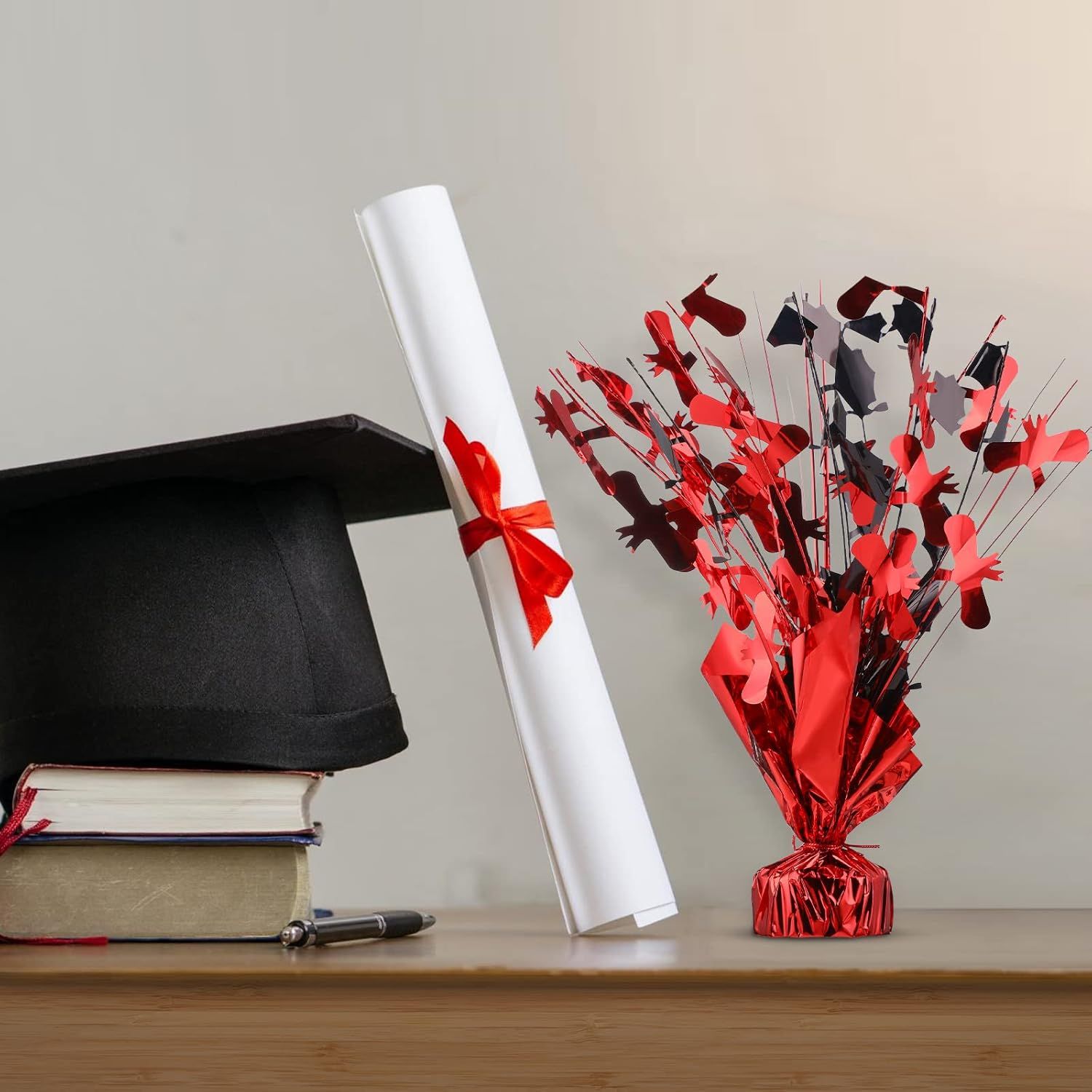 3 Pcs Graduation Table Centerpieces Graduation Table Decoration Glitter oil Graduate Centerpieces or 2026 Grad Party Graduation Certiicates(Red) — image 4