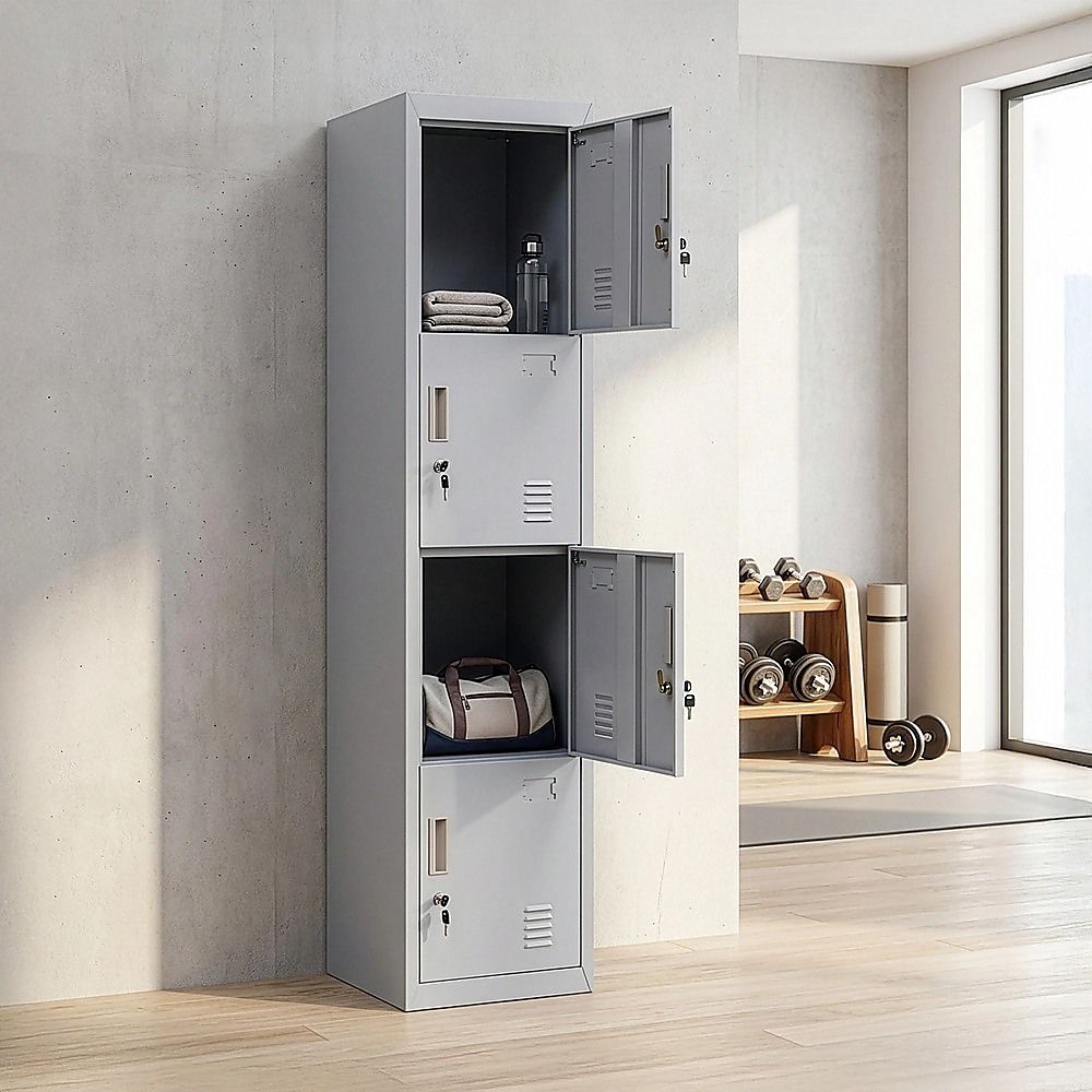 4-Door Vertical Locker for Office Gym Shed School Home Storage — image 3