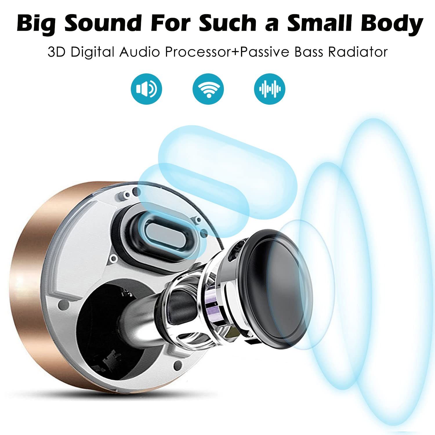 Smart LED Touch Play Bluetooth Speaker Portable Wireless Speakers with HD Sound / 12-Hour Playtime(Gold) — image 5