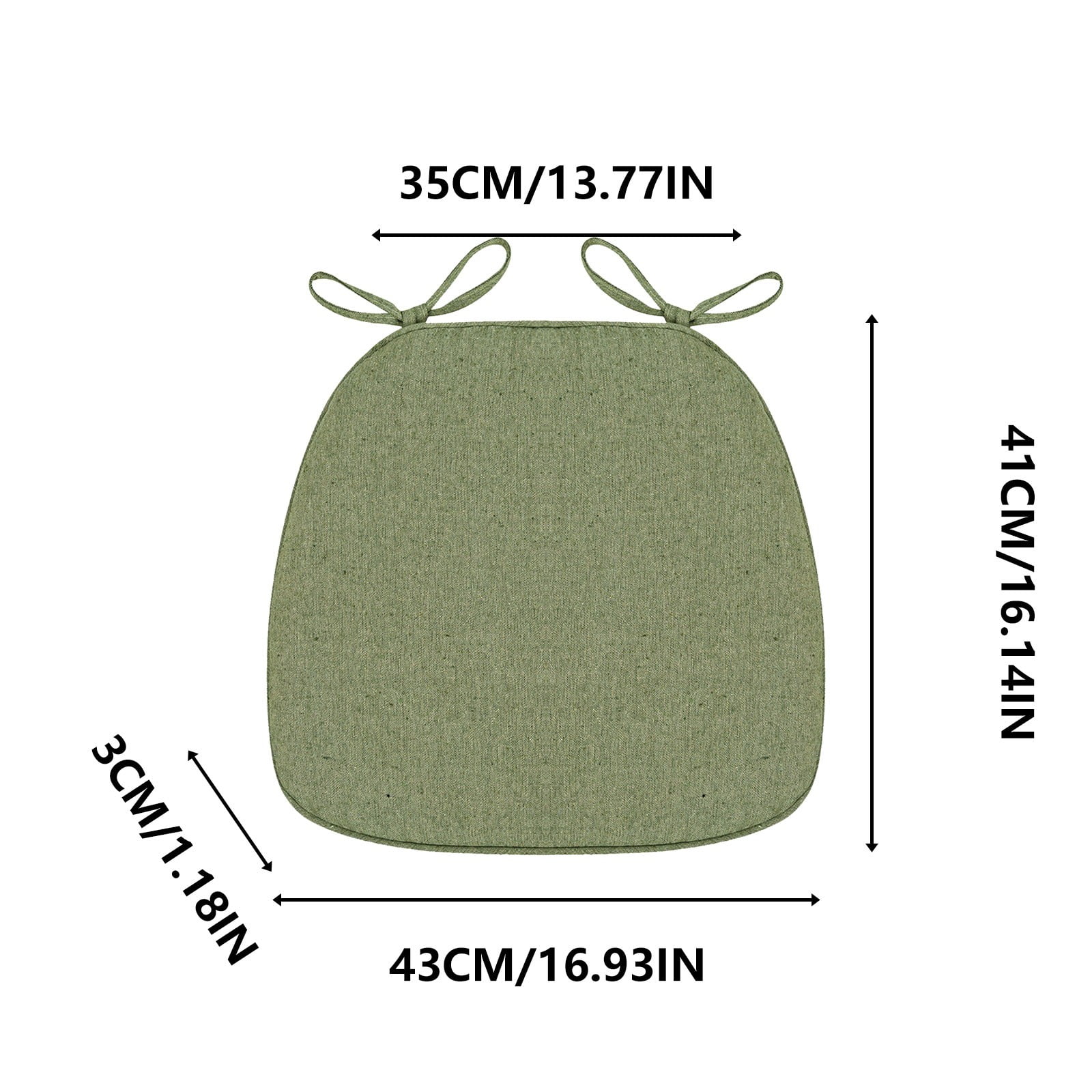 Chair Cushion with Ties for Dining Chairs, 16 × 17" Memories Foam Non-slip Chair Pad with Machines Washable Cover and Zipper, Detachable Cushion for Kithchen — image 2