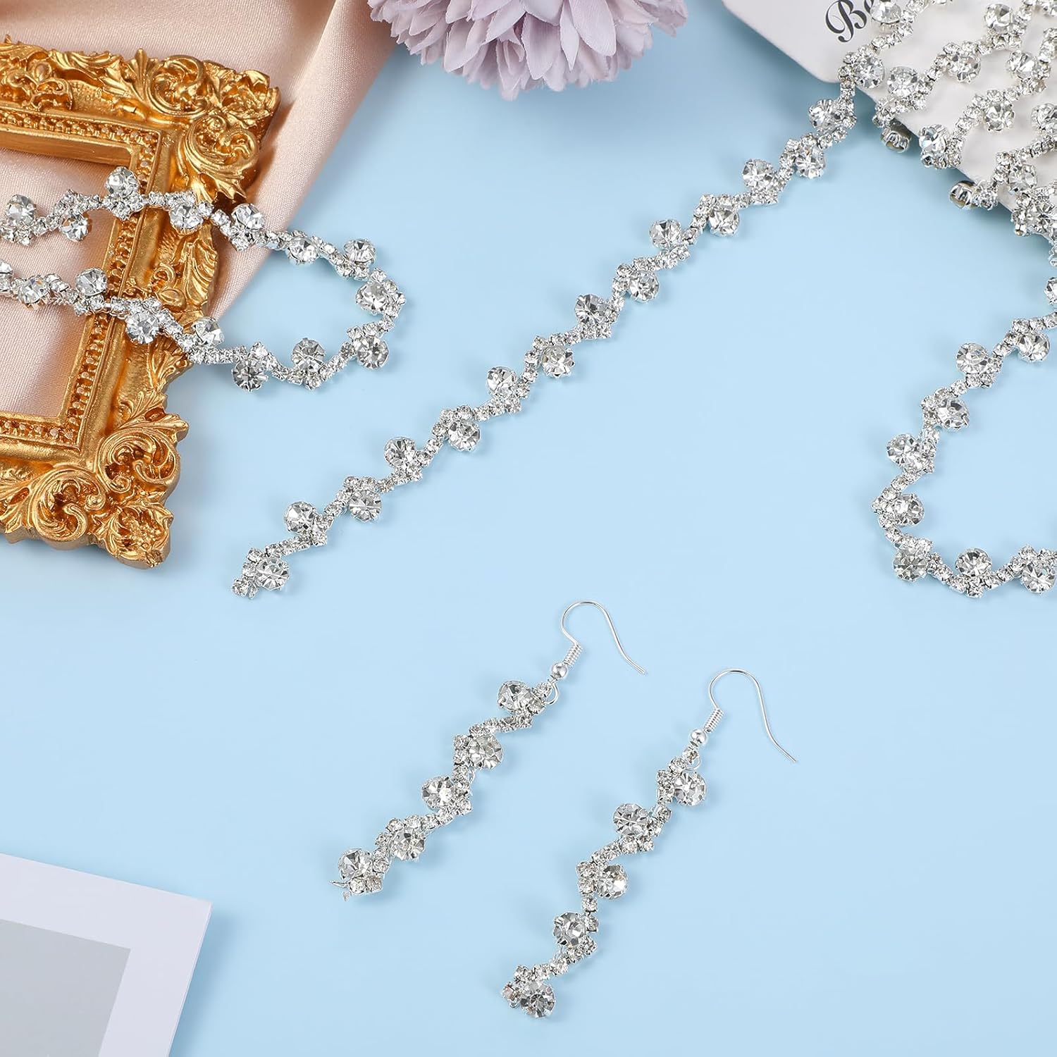2 Yard Rhinestone String Silver Rhinestone Strings by The Yard Rope Crystal Applique Strips String for Crafts Silver Crystal Close Chain for Wedding Clothes — image 6