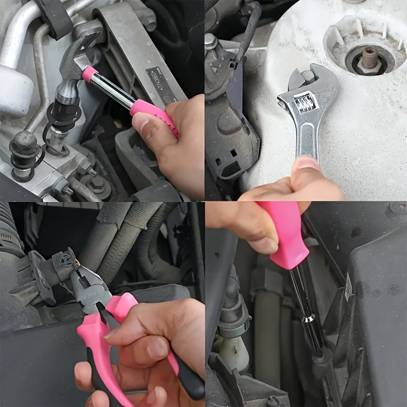 24-Piece Premium Carbon Steel Tool Set: High-End Pink Design, Rust-Resistant & Durable, Ergonomic Grip, Portable Storage, Practical for Home Repairs & Gifting — image 4