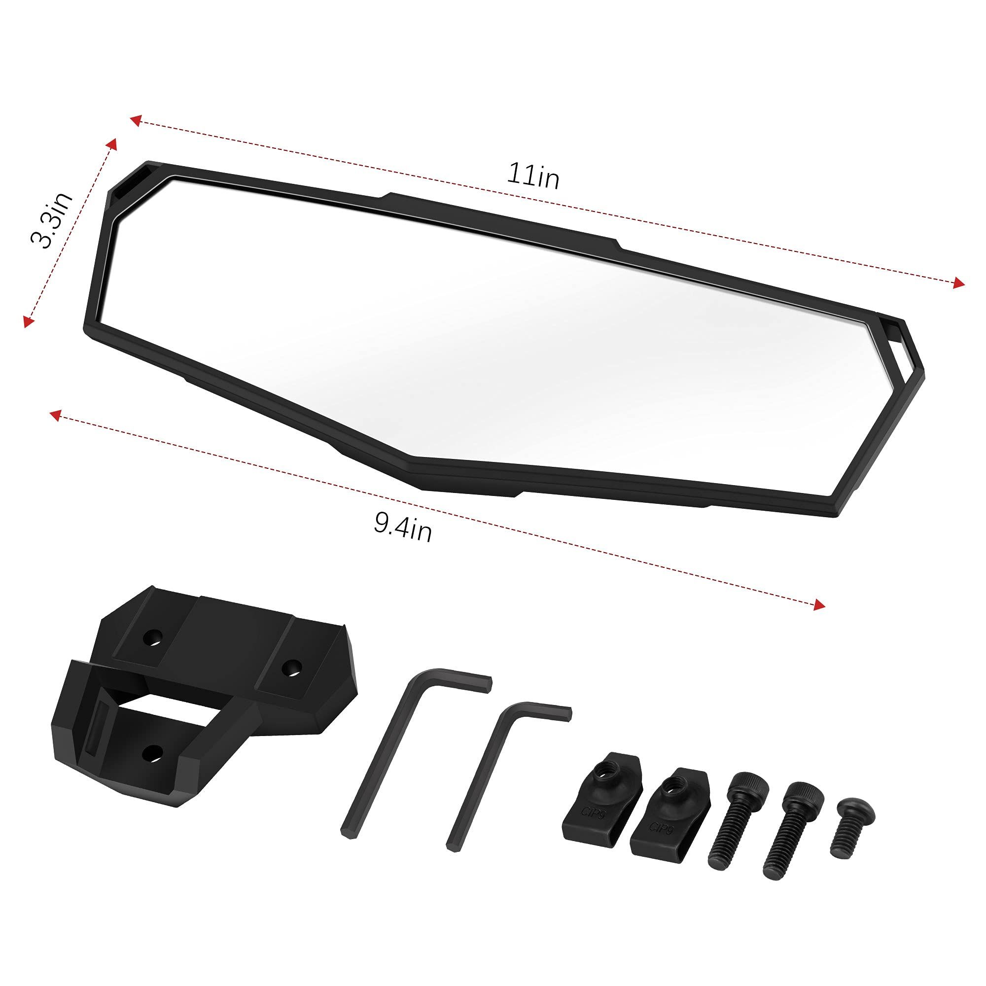 Center Rear View Mirror Compatible with Polaris RZR PRO XP/4 RZRRearview Mirror Convex High-Definition Race UTV Rear View Mirror — image 3