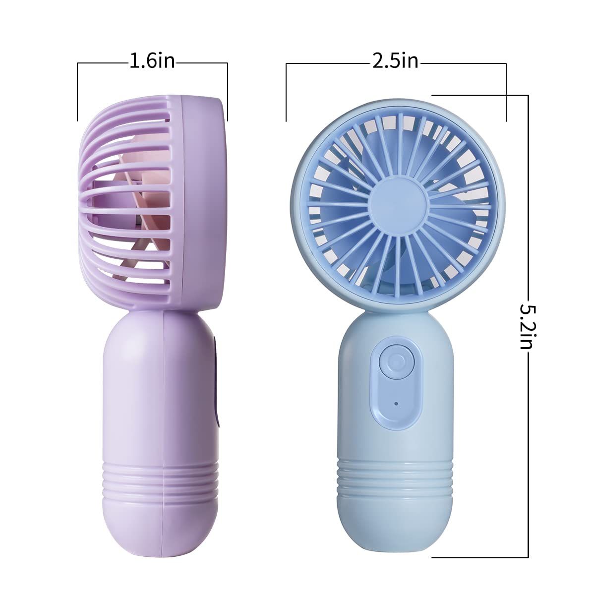 Portable Mini Fan 3-pack Handheld Personal Small Fan with 3-speed for Travel, USB Rechargeable Battery Operated Eyelash Fan — image 5