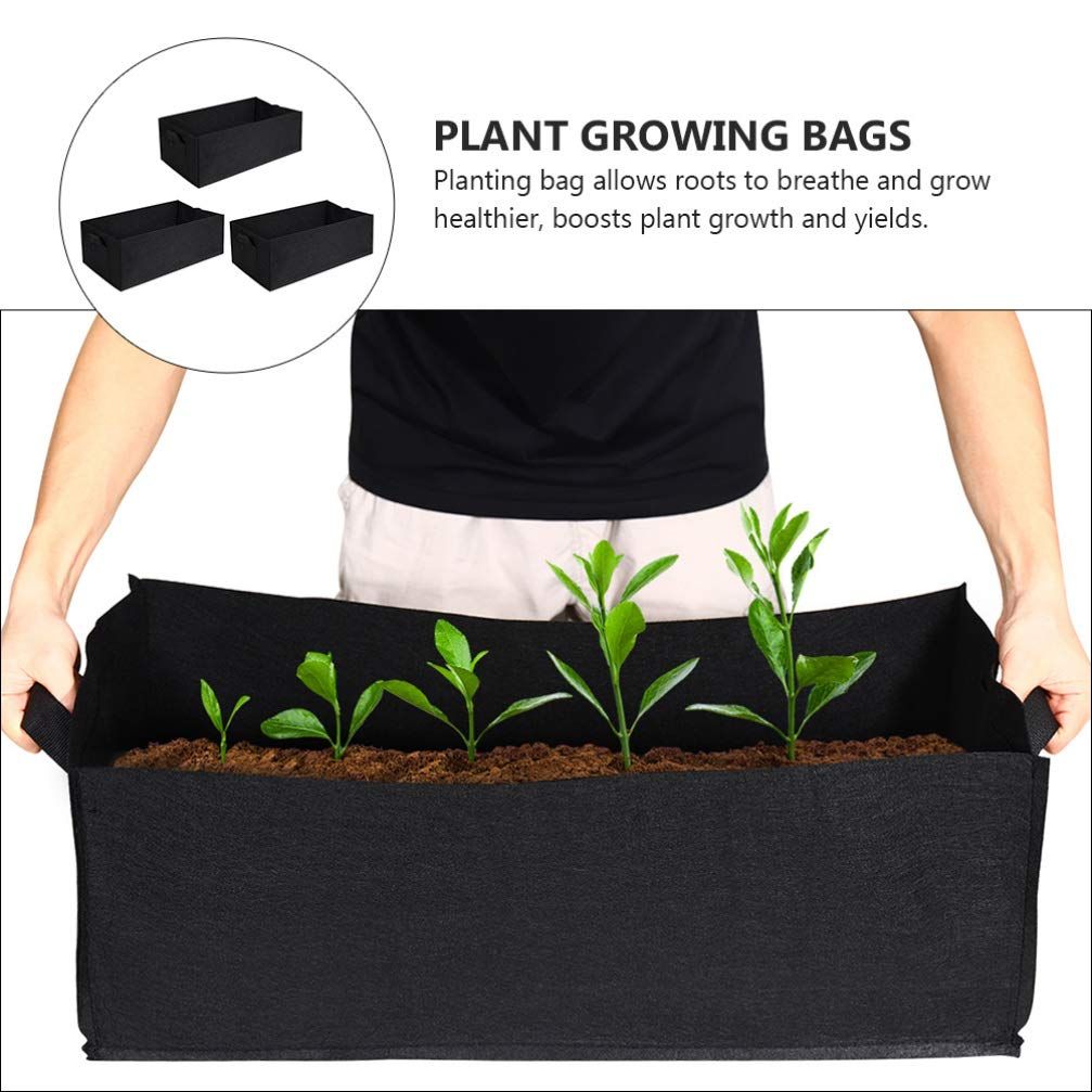 3-Pack Grow Bags, 10 Gallon Heavy Duty Thickened Nonwoven Fabric Raised Garden Bed Square Flower Planter Containers for Carrot Onion,Flowers,Fruit/Growing Pots — image 2