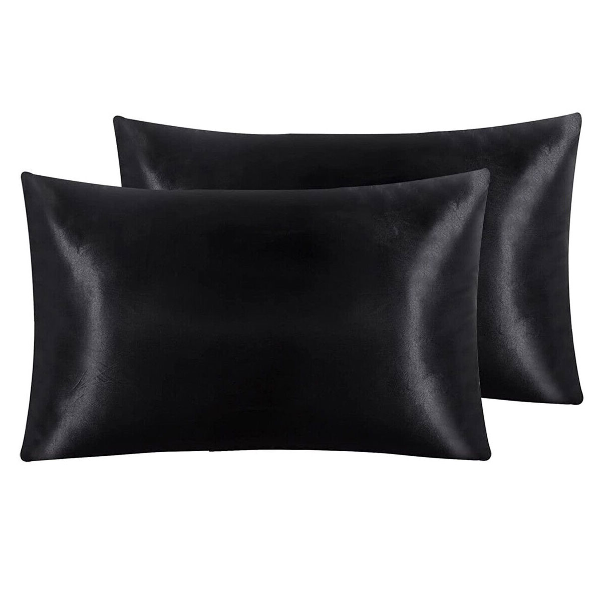 Pair of Standard Satin Silk Pillowcases with Envelope Closure 51 × 76 cm Navy — image 3
