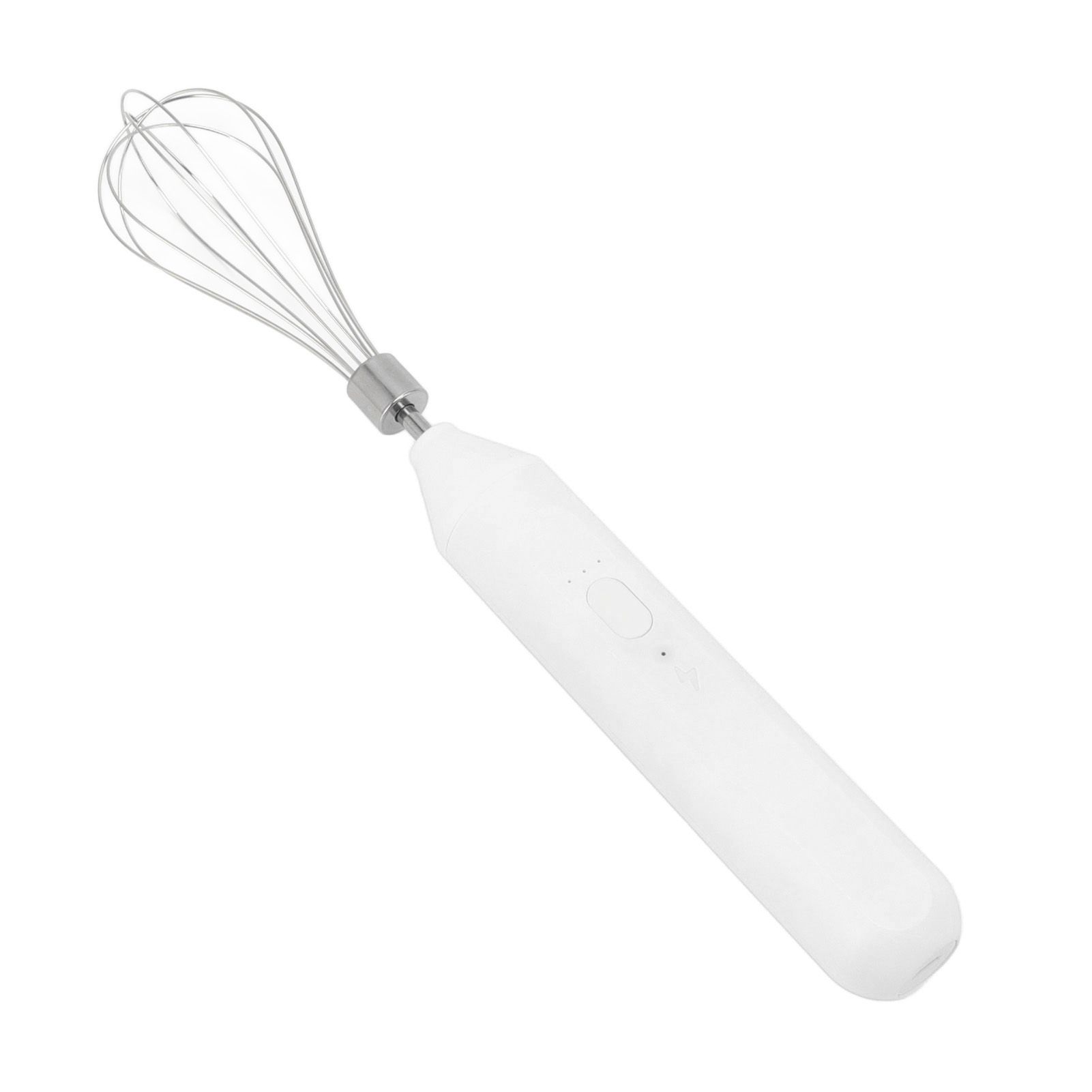 Electric Egg Beater Handheld USB Charging Milk Frother Portable Cordless Drink Mixer with Stainless Steel Whisk White โ image 3