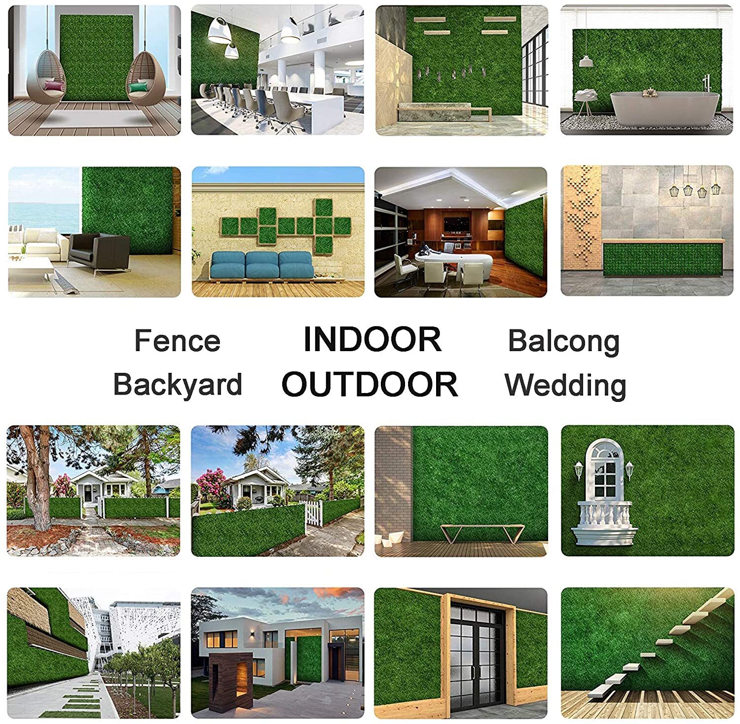 YES4HOMES 5 SQM Artificial Plant Wall Grass Panels Vertical Garden Tile Fence 1X1M Green — image 3
