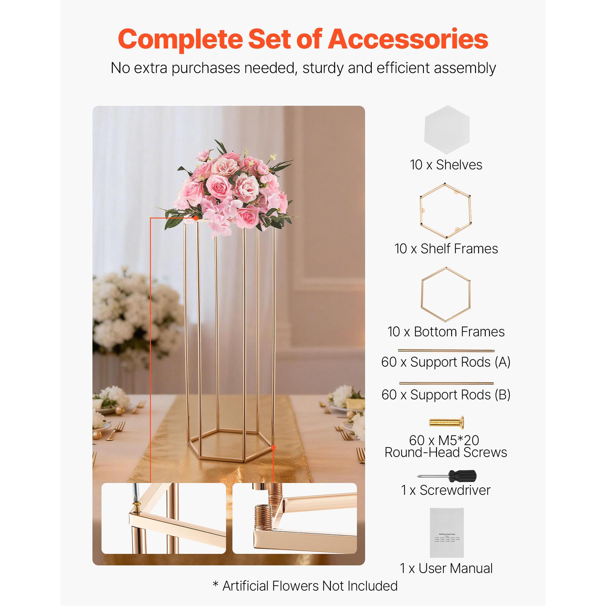 Wedding Flower Stand, 10PCS 80cm Column Flower Stand, Floral Stands with Acrylic Laminate, Hexagonal Cubic Floral Display Rack for Wedding, Party, Birthday — image 5