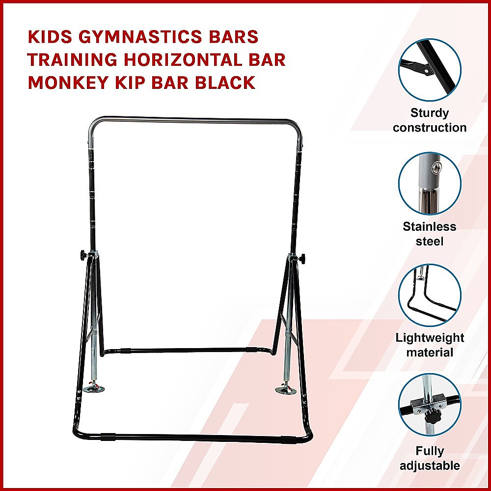 Kids Gymnastics Bars Training Horizontal Bar Monkey Kip Bar Black โ image 3