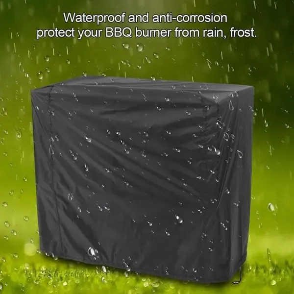 1 Piece Square BBQ Grill Cover,210D Waterproof Oxford Fabric UV-Resistant Outdoor Protector with Secure Strap, Black, 80 x 66 x 100 cm — image 5