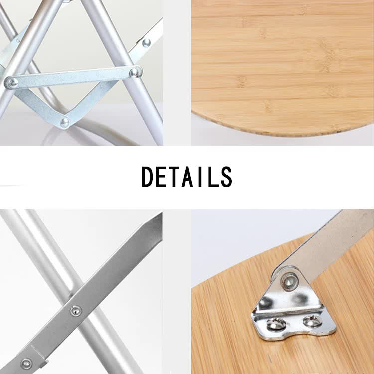 Portable Bamboo Folding Camping Table - Lightweight Round Table with Aluminum Alloy Frame for Outdoor Activities 60*60*27cm โ image 4