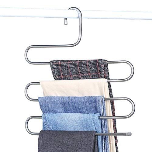 Trousers Rack Closet Hangers Stainless Steel S-Type Pants Hangers Multi Layer Space Saver Storage Rack — image 2