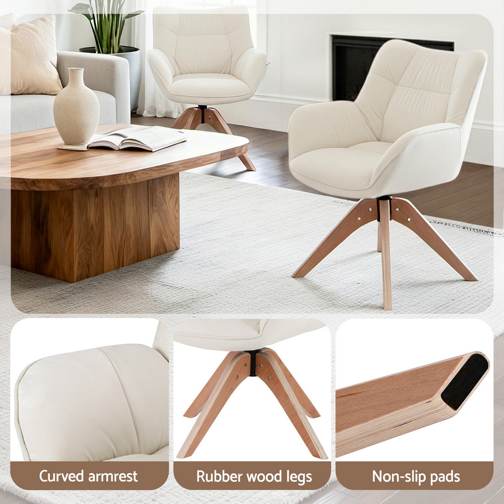 Artiss Swivel Chair Armchair Nursing Velvet White — image 5