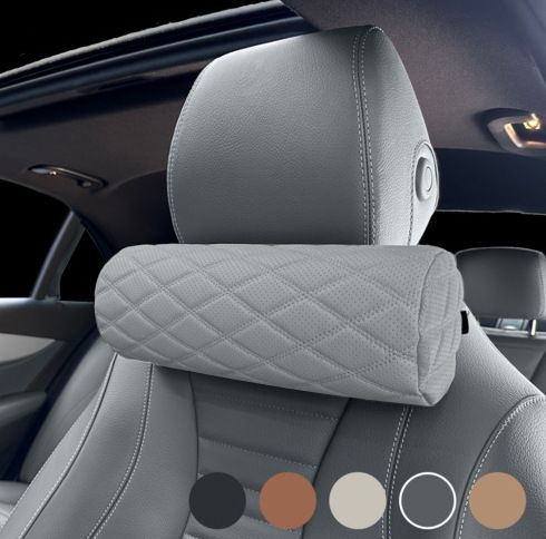 Car Neck Pillow Memory Foam Leather Black Warm gray