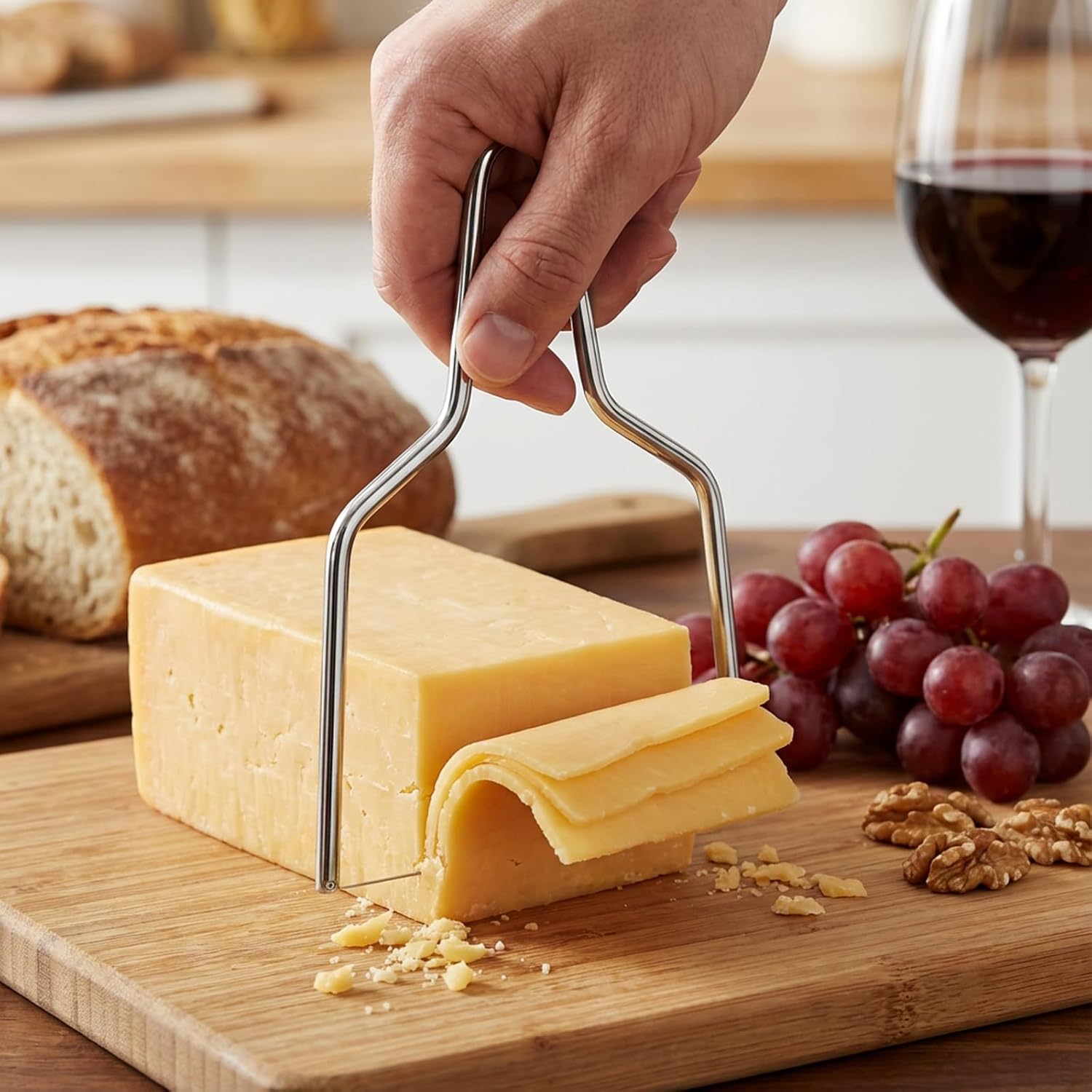 2-Pack Stainless Steel Wire Cheese Slicer - 2 Sizes Hand Held Cheese Butter Block Cutter for Cheddar, Gruyere, Raclette, Mozzarella - Easy And Fast Cutting — image 3