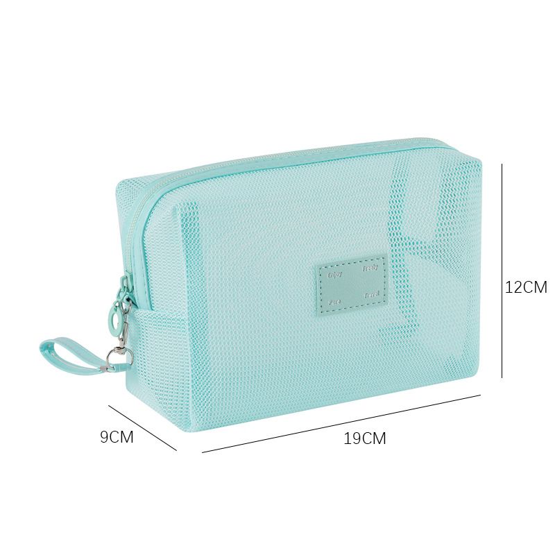 Mesh Breathable Makeup Bag 5-Pack Set - Travel Toiletry Organizer Kit with Triangle Octagonal Square Pillow Double Layer Designs - Cosmetic Storage Pouches — image 3